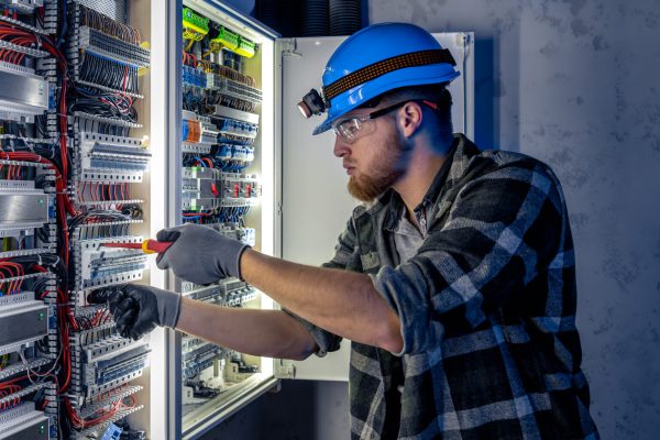 a-male-electrician-works-in-a-switchboard-in-overa-2025-03-17-11-28-22-utc Male electrician working in switchboard with electrical connecting cable. Electrical engineer in special clothes with flashlight on helmet in dark room with emergency lights. Space for text. SSUCv3H4sIAAAAAAAAA41Py46DMAz8F5+DBIUtLL9S9RASA1EDQYmzVYXy7+tQqr1uTvaMM48djIYe6rFsq0aVhS5VV1QVjsXwXcpCtU2DXd2pq9IgQEtC6Ku67qpLXX9dumvblvwEDDIYBf0OxtoYyEsyboWeGY+rRn+MqA05b6TlLQkIJCkGDPyNN8XaE7PH/tG77RnngGwe4pCHJP6J3QXICVf1yvopB7EoD7sbU48noV9Ob0dzjsgiLq7kX28h69wmB8uNR2kDCphlCHygT4A/bt4os05nAy7ulve8OspORx5y6mH0afUuPRtGs88OcbNOatQnHYfFEH1Wjz8Gn3/XKaVfiV598rIBAAA=